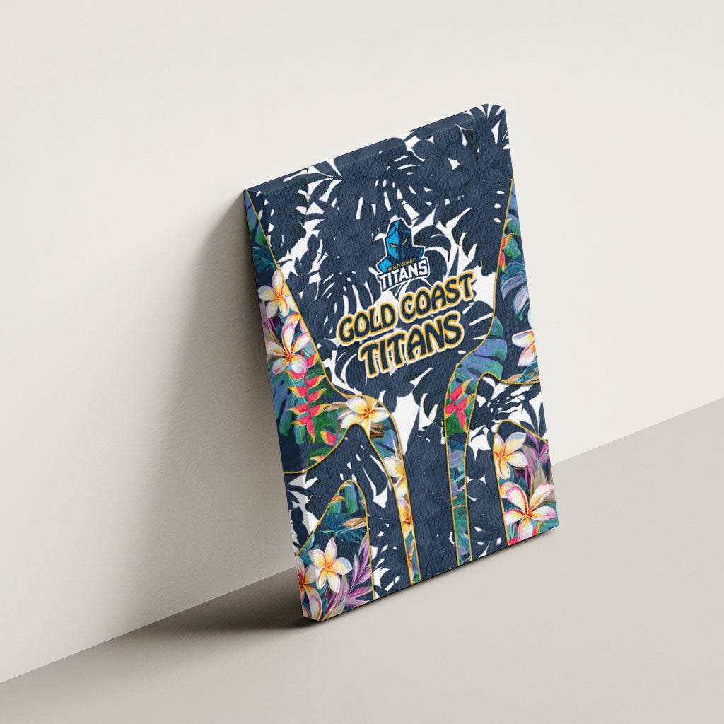 Gold Coast Titans Canvas Wall Art Tropical Hibiscus Floral Pattern With Blue And Yellow Accents