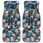 Gold Coast Titans Car Mats Tropical Hibiscus Floral Pattern With Blue And Yellow Accents