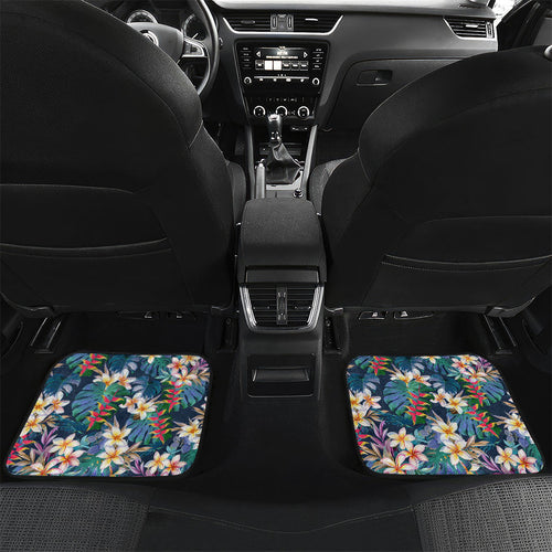 Gold Coast Titans Car Mats Tropical Hibiscus Floral Pattern With Blue And Yellow Accents