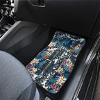 Gold Coast Titans Car Mats Tropical Hibiscus Floral Pattern With Blue And Yellow Accents