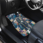 Gold Coast Titans Car Mats Tropical Hibiscus Floral Pattern With Blue And Yellow Accents