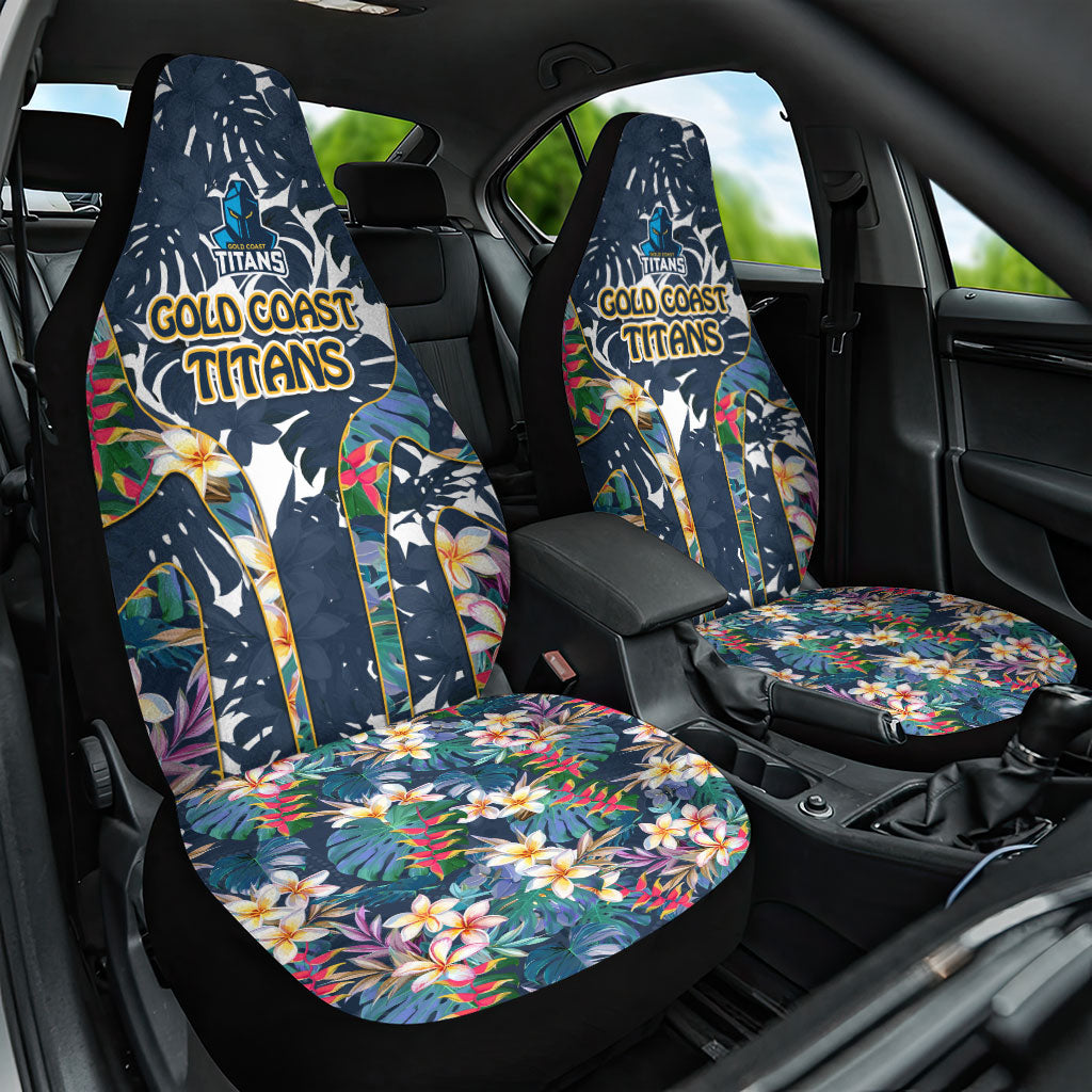 Gold Coast Titans Car Seat Cover Tropical Hibiscus Floral Pattern With Blue And Yellow Accents