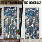 Gold Coast Titans Door Cover Tropical Hibiscus Floral Pattern With Blue And Yellow Accents