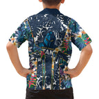 Gold Coast Titans Family Matching Puletasi and Hawaiian Shirt Tropical Hibiscus Floral Pattern With Blue And Yellow Accents
