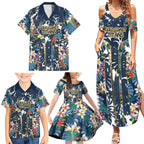Gold Coast Titans Family Matching Summer Maxi Dress and Hawaiian Shirt Tropical Hibiscus Floral Pattern With Blue And Yellow Accents