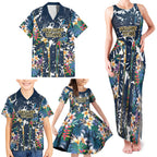 Gold Coast Titans Family Matching Tank Maxi Dress and Hawaiian Shirt Tropical Hibiscus Floral Pattern With Blue And Yellow Accents