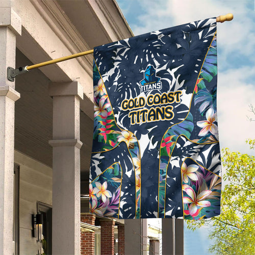 Gold Coast Titans Garden Flag Tropical Hibiscus Floral Pattern With Blue And Yellow Accents
