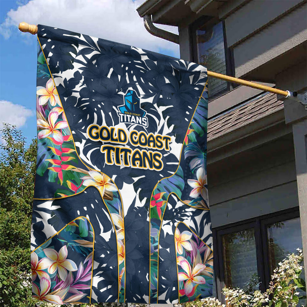 Gold Coast Titans Garden Flag Tropical Hibiscus Floral Pattern With Blue And Yellow Accents