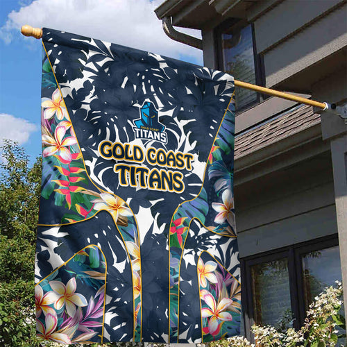 Gold Coast Titans Garden Flag Tropical Hibiscus Floral Pattern With Blue And Yellow Accents