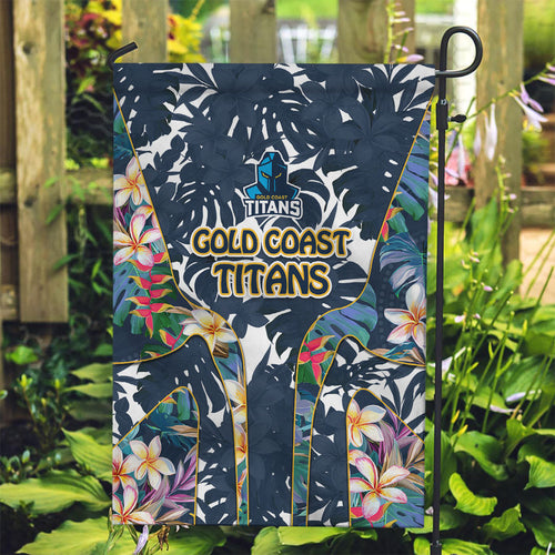 Gold Coast Titans Garden Flag Tropical Hibiscus Floral Pattern With Blue And Yellow Accents