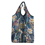 Gold Coast Titans Grocery Bag Tropical Hibiscus Floral Pattern With Blue And Yellow Accents