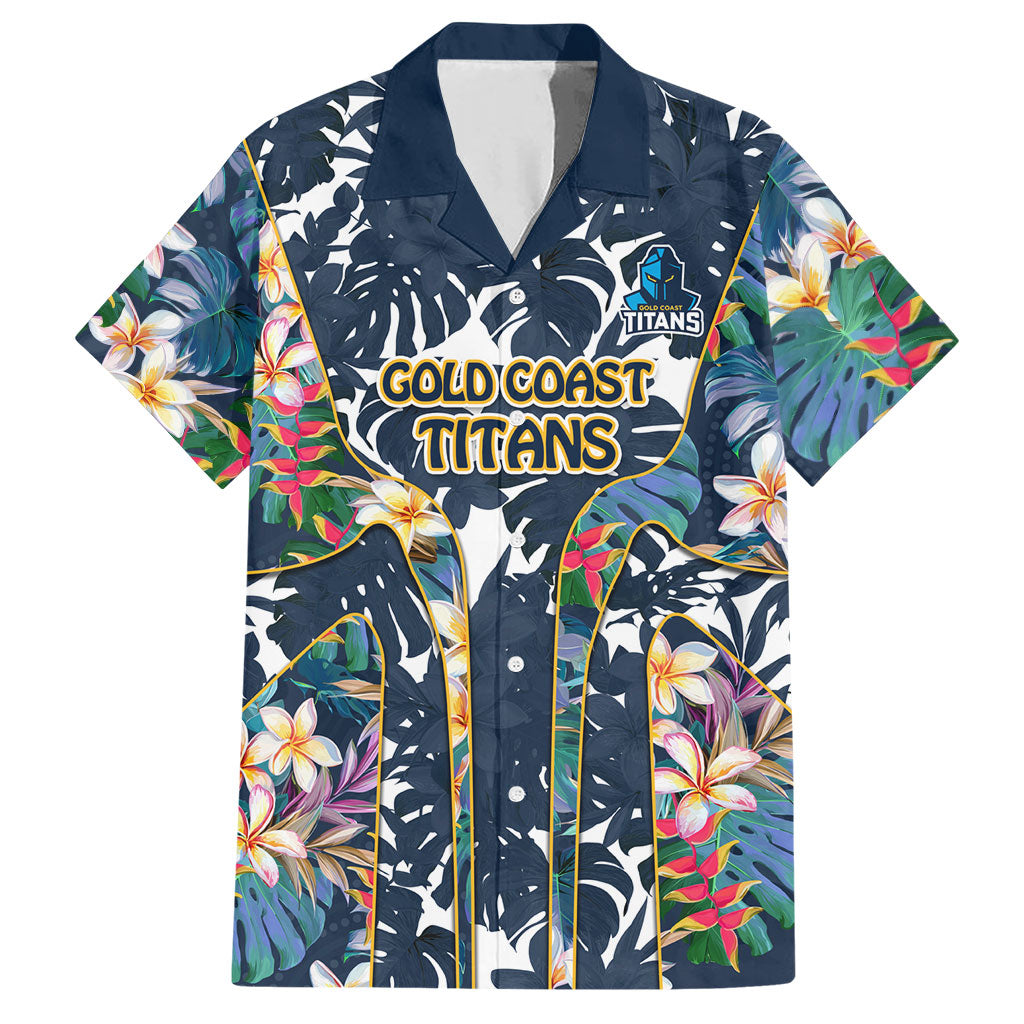 Gold Coast Titans Hawaiian Shirt Tropical Hibiscus Floral Pattern With Blue And Yellow Accents