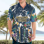 Gold Coast Titans Hawaiian Shirt Tropical Hibiscus Floral Pattern With Blue And Yellow Accents