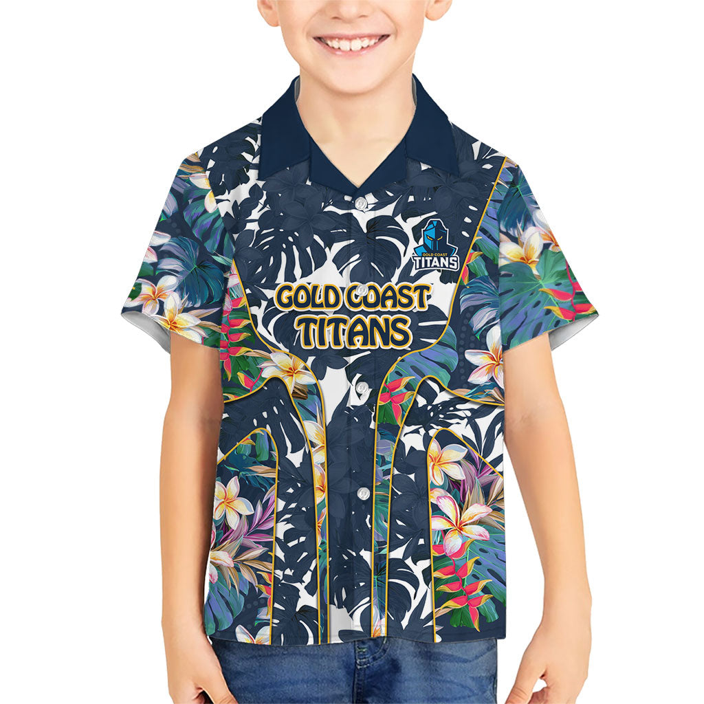 Gold Coast Titans Hawaiian Shirt Tropical Hibiscus Floral Pattern With Blue And Yellow Accents