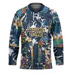Gold Coast Titans Hockey Jersey Tropical Hibiscus Floral Pattern With Blue And Yellow Accents