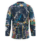 Gold Coast Titans Hockey Jersey Tropical Hibiscus Floral Pattern With Blue And Yellow Accents