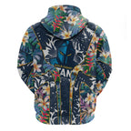 Gold Coast Titans Hoodie Tropical Hibiscus Floral Pattern With Blue And Yellow Accents