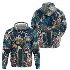 Gold Coast Titans Hoodie Tropical Hibiscus Floral Pattern With Blue And Yellow Accents