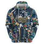 Gold Coast Titans Hoodie Tropical Hibiscus Floral Pattern With Blue And Yellow Accents