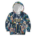 Gold Coast Titans Kid Hoodie Tropical Hibiscus Floral Pattern With Blue And Yellow Accents