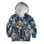 Gold Coast Titans Kid Hoodie Tropical Hibiscus Floral Pattern With Blue And Yellow Accents