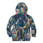 Gold Coast Titans Kid Hoodie Tropical Hibiscus Floral Pattern With Blue And Yellow Accents