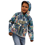Gold Coast Titans Kid Hoodie Tropical Hibiscus Floral Pattern With Blue And Yellow Accents