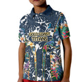Gold Coast Titans Kid Polo Shirt Tropical Hibiscus Floral Pattern With Blue And Yellow Accents