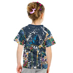 Gold Coast Titans Kid T Shirt Tropical Hibiscus Floral Pattern With Blue And Yellow Accents