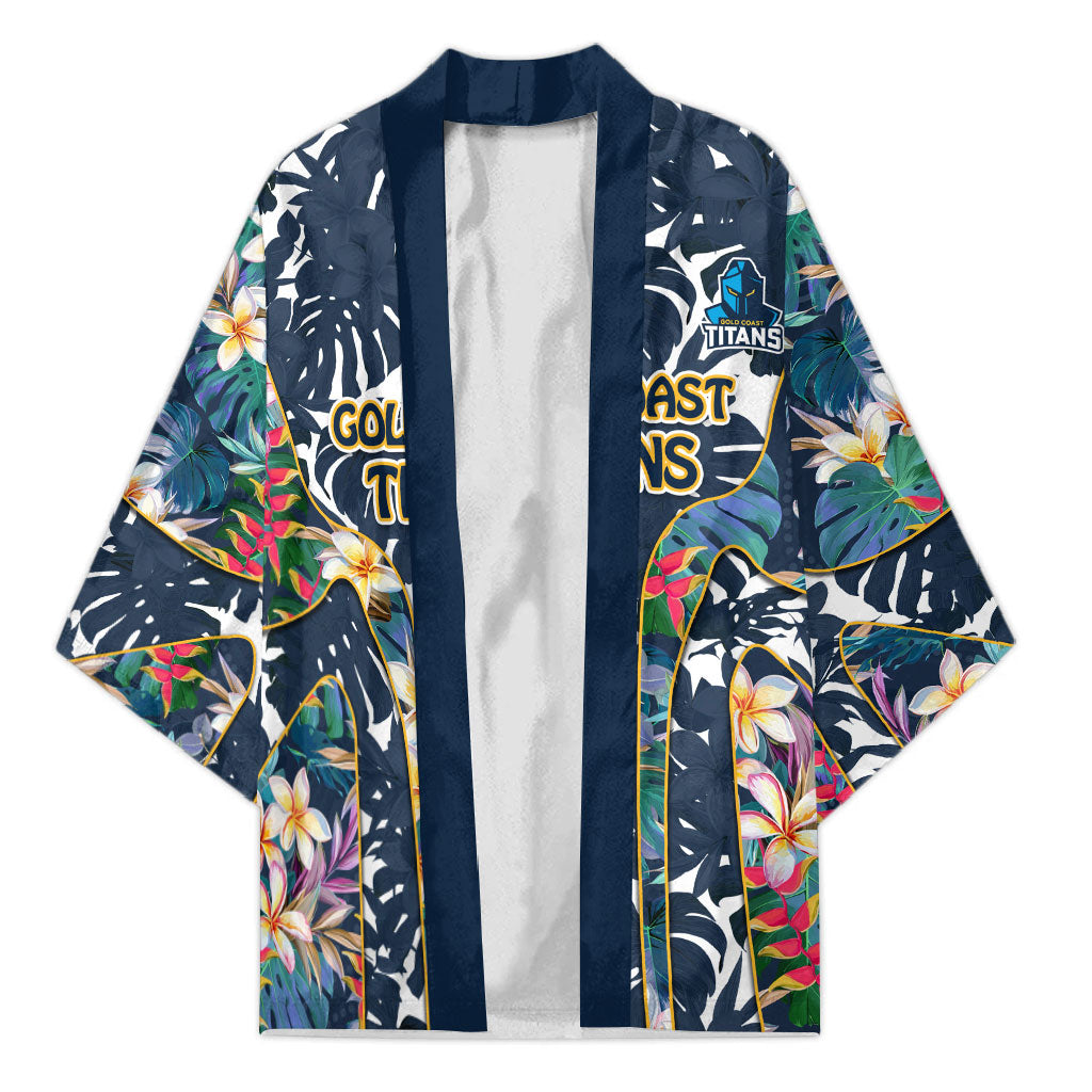 Gold Coast Titans Kimono Tropical Hibiscus Floral Pattern With Blue And Yellow Accents