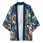 Gold Coast Titans Kimono Tropical Hibiscus Floral Pattern With Blue And Yellow Accents