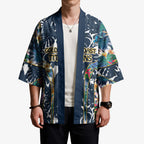 Gold Coast Titans Kimono Tropical Hibiscus Floral Pattern With Blue And Yellow Accents