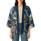 Gold Coast Titans Kimono Tropical Hibiscus Floral Pattern With Blue And Yellow Accents