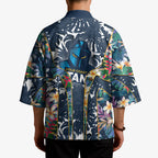Gold Coast Titans Kimono Tropical Hibiscus Floral Pattern With Blue And Yellow Accents