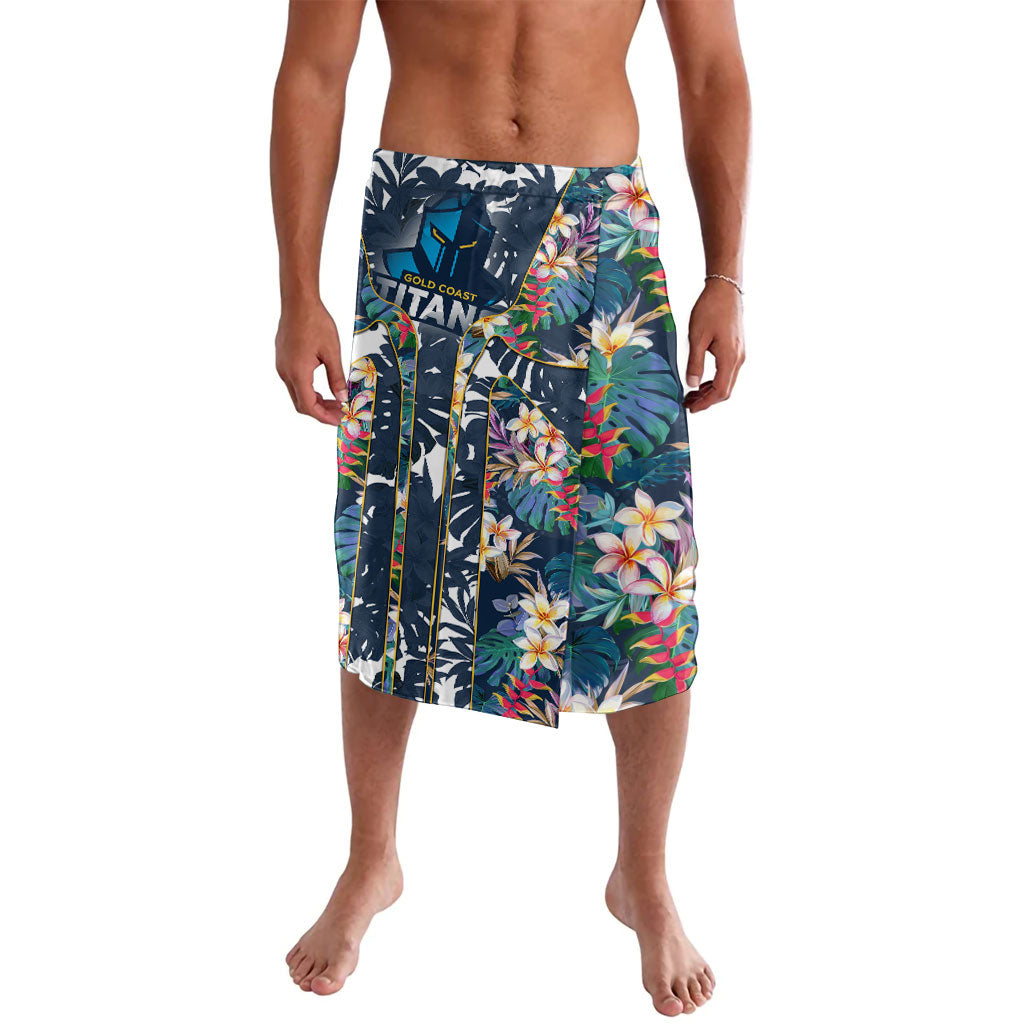 Gold Coast Titans Lavalava Tropical Hibiscus Floral Pattern With Blue And Yellow Accents