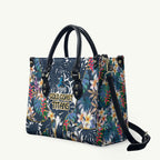 Gold Coast Titans Leather Bag Tropical Hibiscus Floral Pattern With Blue And Yellow Accents