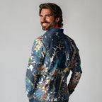 Gold Coast Titans Long Sleeve Polo Shirt Tropical Hibiscus Floral Pattern With Blue And Yellow Accents