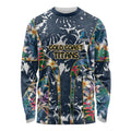 Gold Coast Titans Long Sleeve Shirt Tropical Hibiscus Floral Pattern With Blue And Yellow Accents