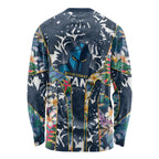 Gold Coast Titans Long Sleeve Shirt Tropical Hibiscus Floral Pattern With Blue And Yellow Accents