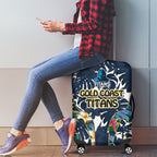 Gold Coast Titans Luggage Cover Tropical Hibiscus Floral Pattern With Blue And Yellow Accents