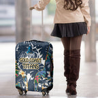 Gold Coast Titans Luggage Cover Tropical Hibiscus Floral Pattern With Blue And Yellow Accents