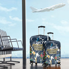 Gold Coast Titans Luggage Cover Tropical Hibiscus Floral Pattern With Blue And Yellow Accents
