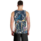 Gold Coast Titans Men Tank Top Tropical Hibiscus Floral Pattern With Blue And Yellow Accents