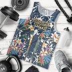 Gold Coast Titans Men Tank Top Tropical Hibiscus Floral Pattern With Blue And Yellow Accents
