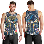 Gold Coast Titans Men Tank Top Tropical Hibiscus Floral Pattern With Blue And Yellow Accents