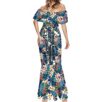 Gold Coast Titans Mermaid Dress Tropical Hibiscus Floral Pattern With Blue And Yellow Accents