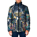 Gold Coast Titans Padded Jacket Tropical Hibiscus Floral Pattern With Blue And Yellow Accents