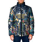 Gold Coast Titans Padded Jacket Tropical Hibiscus Floral Pattern With Blue And Yellow Accents