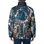 Gold Coast Titans Padded Jacket Tropical Hibiscus Floral Pattern With Blue And Yellow Accents