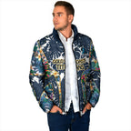 Gold Coast Titans Padded Jacket Tropical Hibiscus Floral Pattern With Blue And Yellow Accents